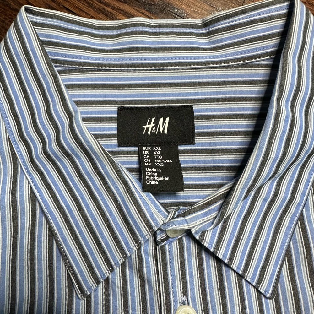 Men's Blue Striped Shirt - Picture 3 of 3
